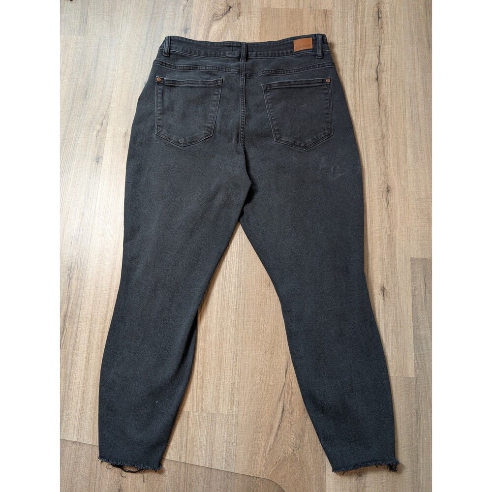 Judy Blue Jeans Size 16W Black Leopard Patch Distressed Skinny Fit Stretch - Picture 3 of 12